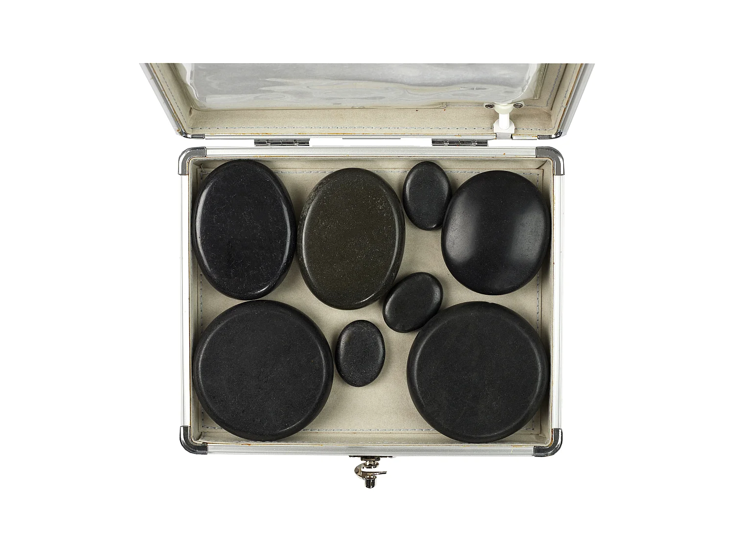 Mallette 8 Pierres Chaudes Volcaniques en Aluminium - Anti-stress et Idéal pour Massage