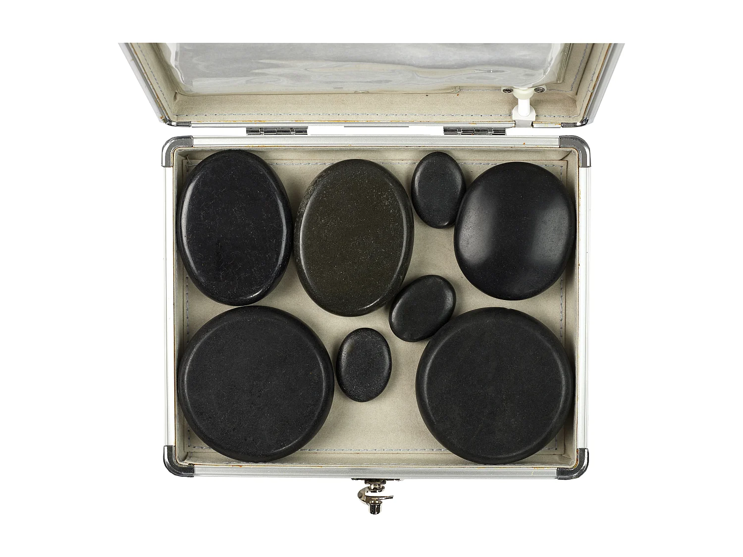 Mallette 8 Pierres Chaudes Volcaniques en Aluminium - Anti-stress et Idéal pour Massage