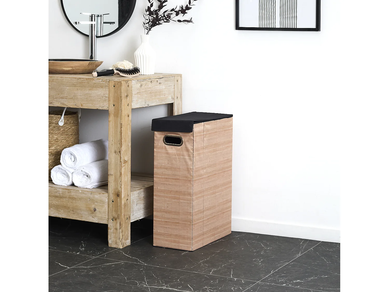 Panier A Linge 22x40x60cm Marron