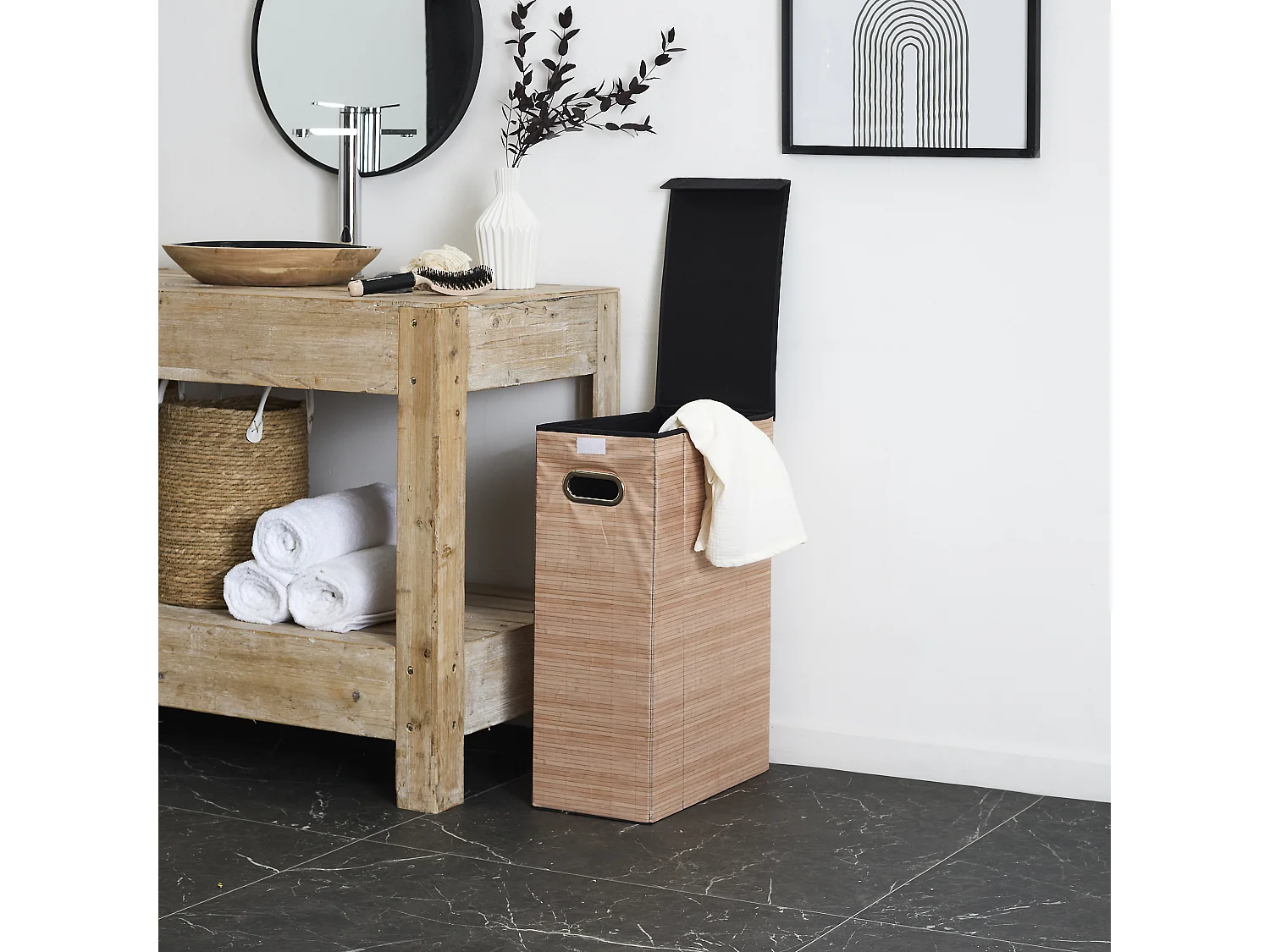 Panier A Linge 22x40x60cm Marron