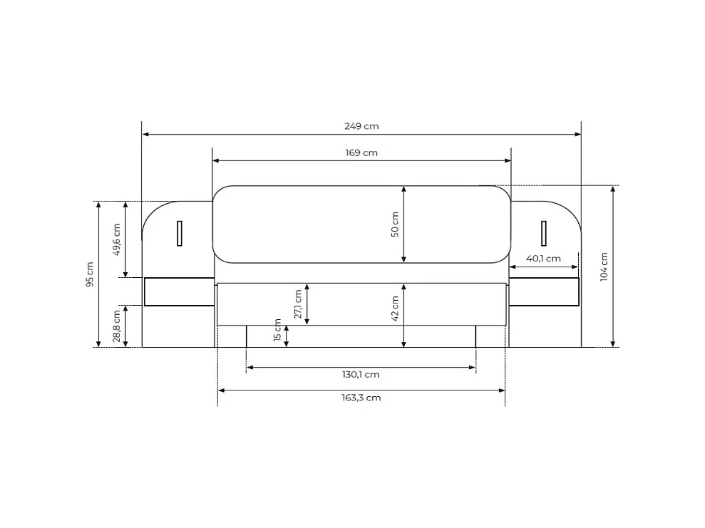 Säng med sängbord 160 x 200 cm - Med LED-belysning - Färg: Beige och naturlig + Ribbotten + Madrass - LYORIMA