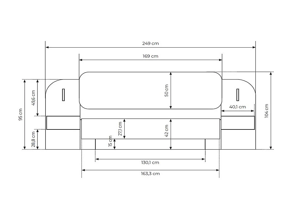 Letto contenitore con comodini 160 x 200 cm - Con LED - Colore: Beige e naturale - LYORIMA