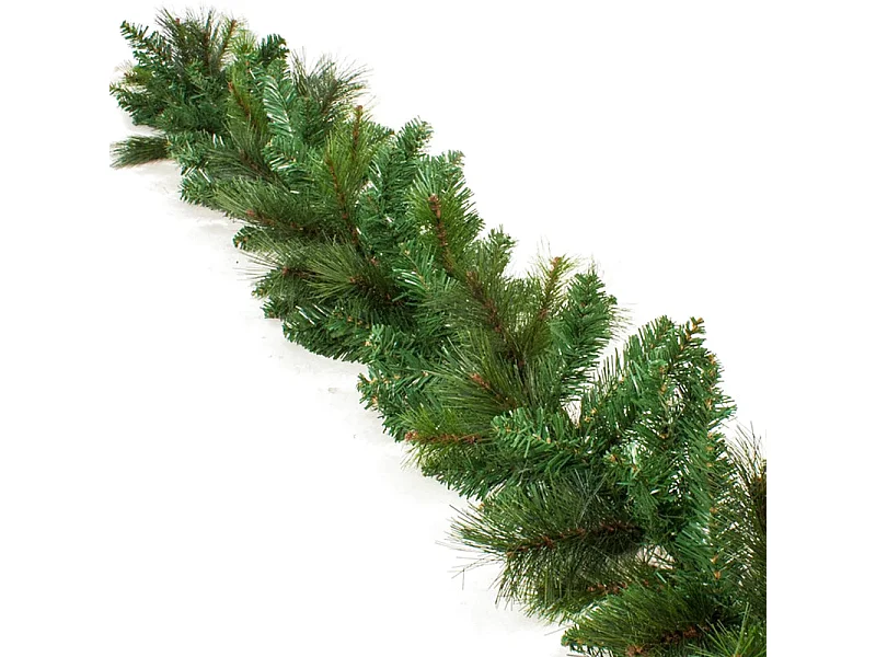 Grinalda de Natal "Feliz" em PVC e PP com efeito agulha de pinheiro, festão de 270 cm decoração realista