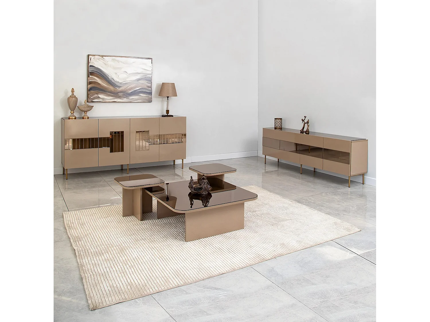 Buffet élégant, bronze et or, 180 x 80 x 40 cm | 100 % MDF, épaisseur 18 mm | Solution de rangement élégante pour les espaces de vie modernes