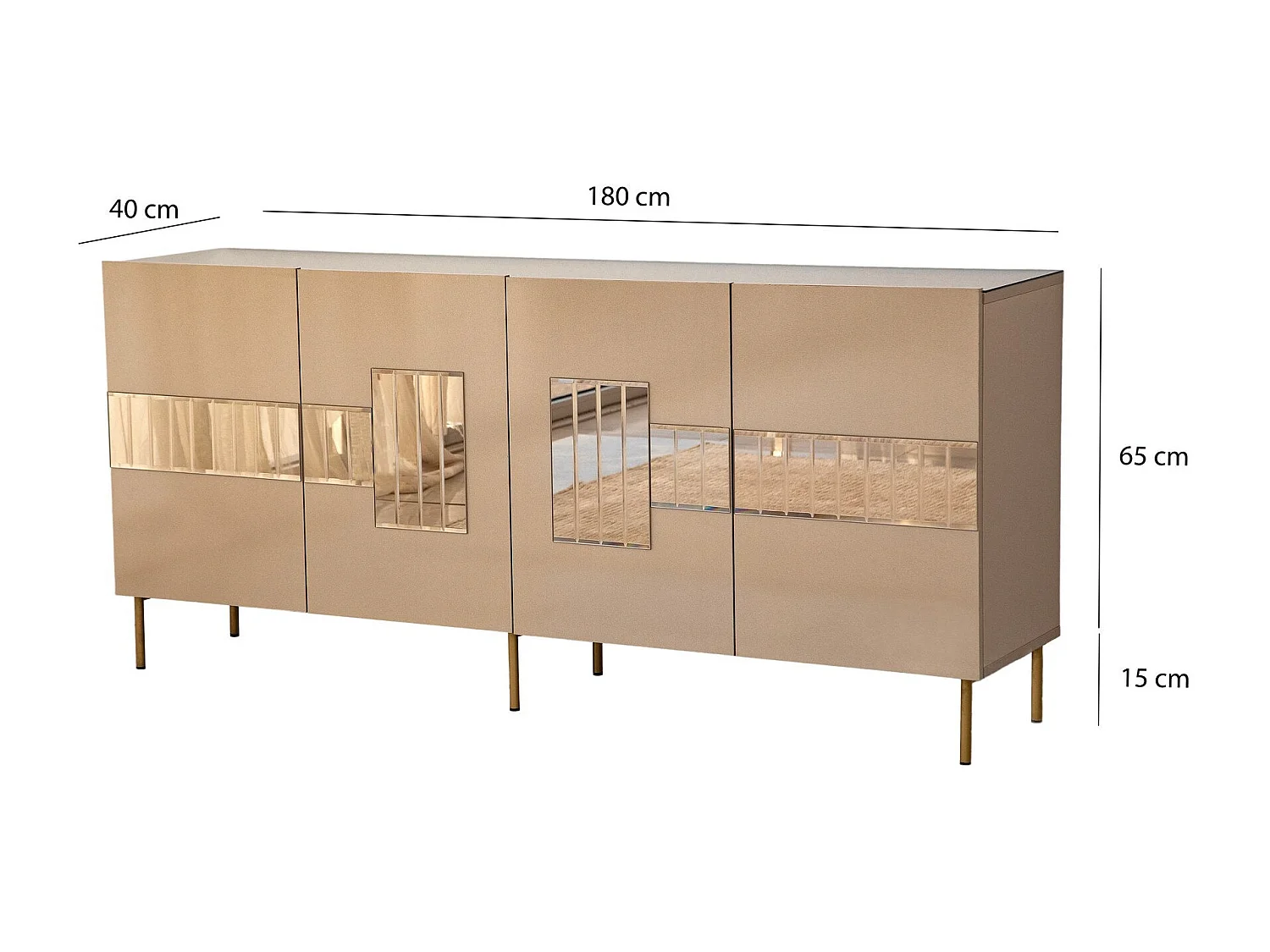 Buffet élégant, bronze et or, 180 x 80 x 40 cm | 100 % MDF, épaisseur 18 mm | Solution de rangement élégante pour les espaces de vie modernes