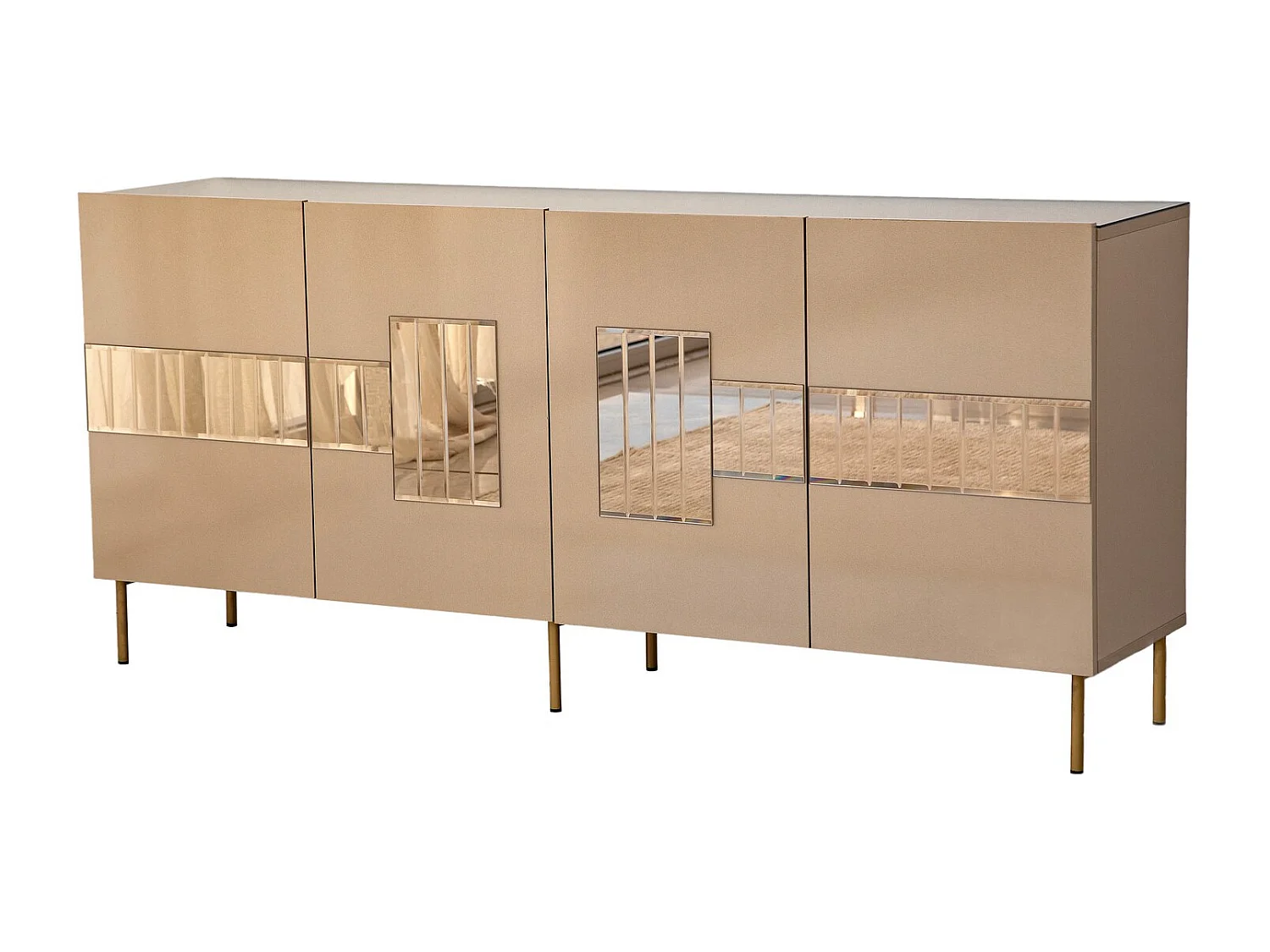 Buffet élégant, bronze et or, 180 x 80 x 40 cm | 100 % MDF, épaisseur 18 mm | Solution de rangement élégante pour les espaces de vie modernes