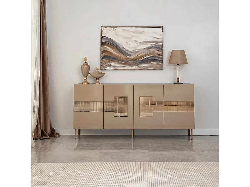 Buffet élégant, bronze et or, 180 x 80 x 40 cm | 100 % MDF, épaisseur 18 mm | Solution de rangement élégante pour les espaces de vie modernes