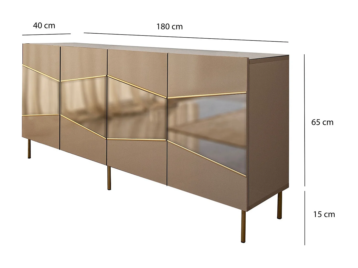 Buffet élégant, bronze et or, 180 x 80 x 40 cm | 100 % MDF, épaisseur 18 mm | Solution de rangement élégante pour les espaces de vie modernes