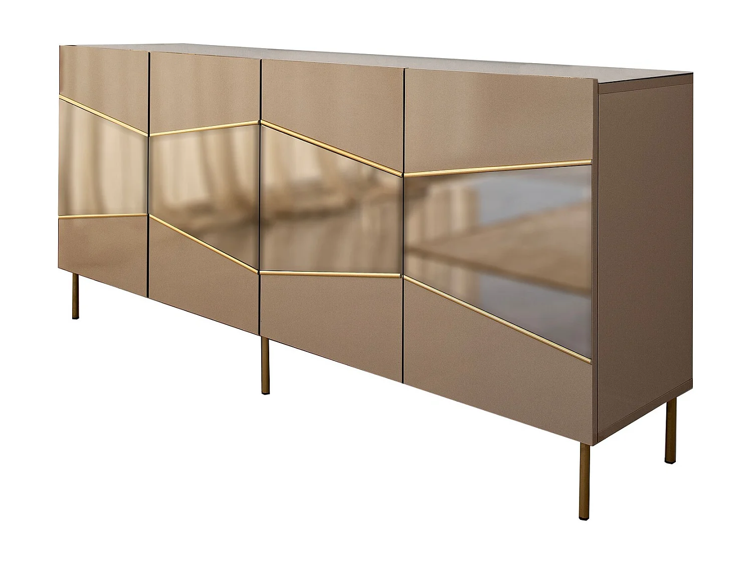 Buffet élégant, bronze et or, 180 x 80 x 40 cm | 100 % MDF, épaisseur 18 mm | Solution de rangement élégante pour les espaces de vie modernes