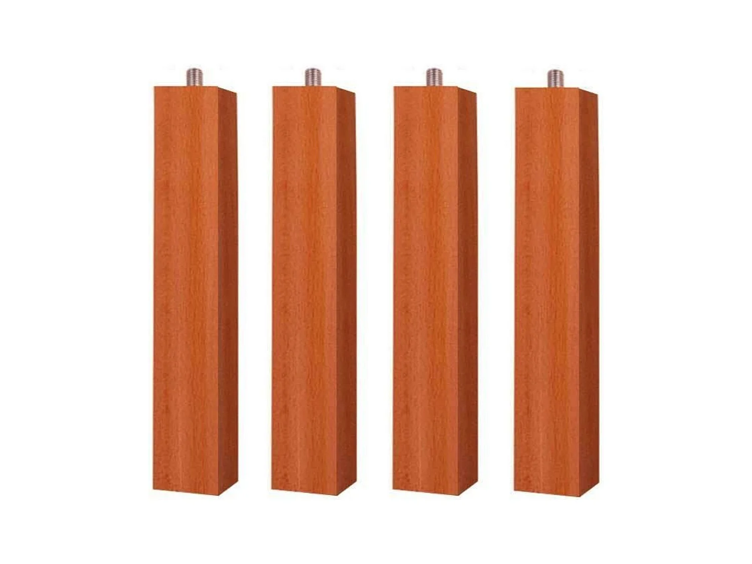 Lot de 4 sommiers carrés 25 cm avec filetage anti-bruit couleur cerisier