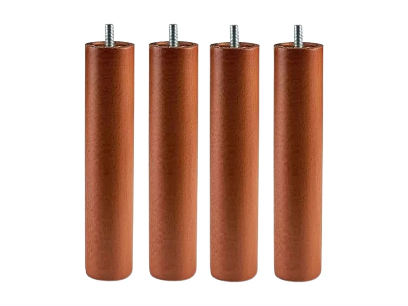 Pacote com 4 pernas cilíndricas 25 cm Base de cama/base estofada com fio antirruído em cerejeira