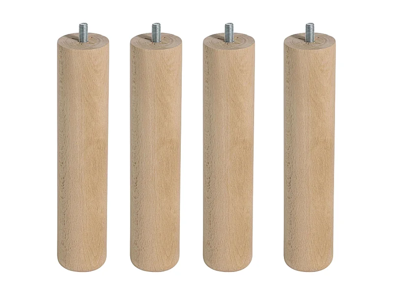 Pacote com 4 pernas de 25 cm para base de cama/base estofada com rosca, faia redutora de ruído
