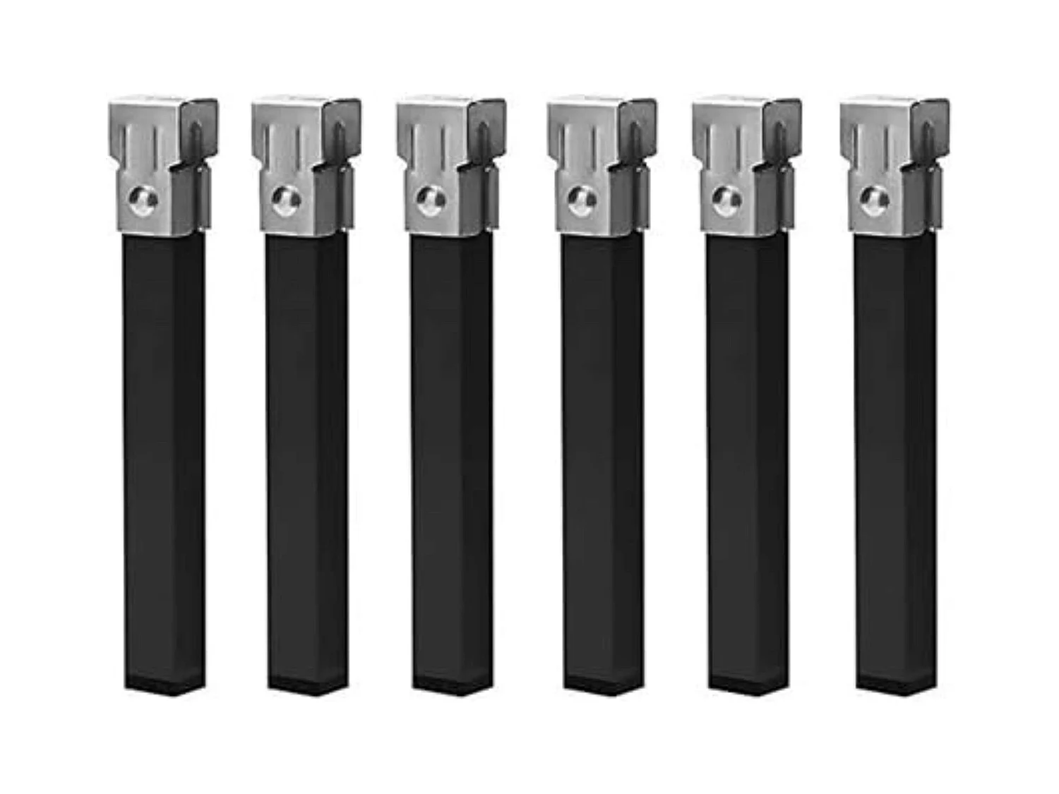 Lot de 6 pieds métalliques carrés 25 cm Tube de serrage pour sommier 30 x 30 mm