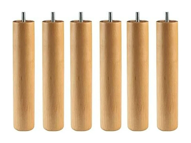Pacote com 6 pernas cilíndricas de 25 cm para base/ripa estofada com rosca antirruído