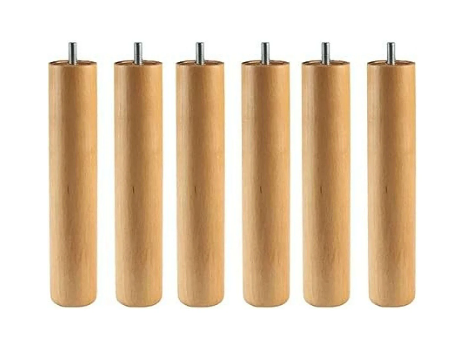 Lot de 6 pieds cylindriques 25 cm Sommier tapissier/lattes avec fil anti-bruit