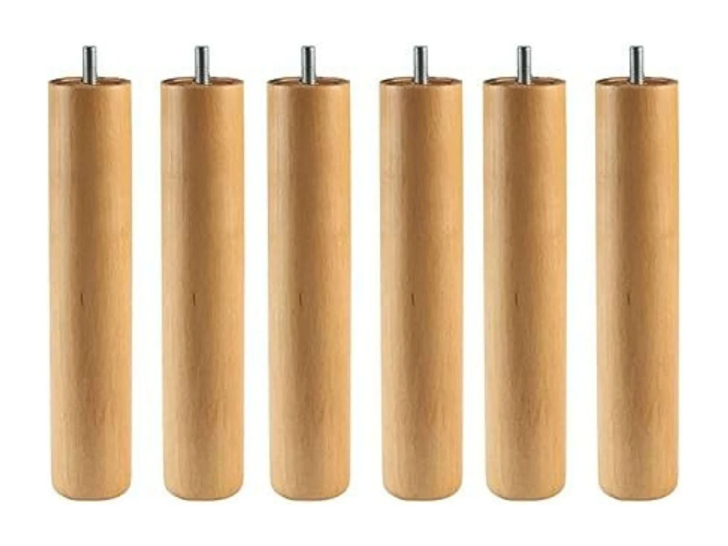 Pacote com 6 pernas cilíndricas de 25 cm para base/ripa estofada com rosca antirruído