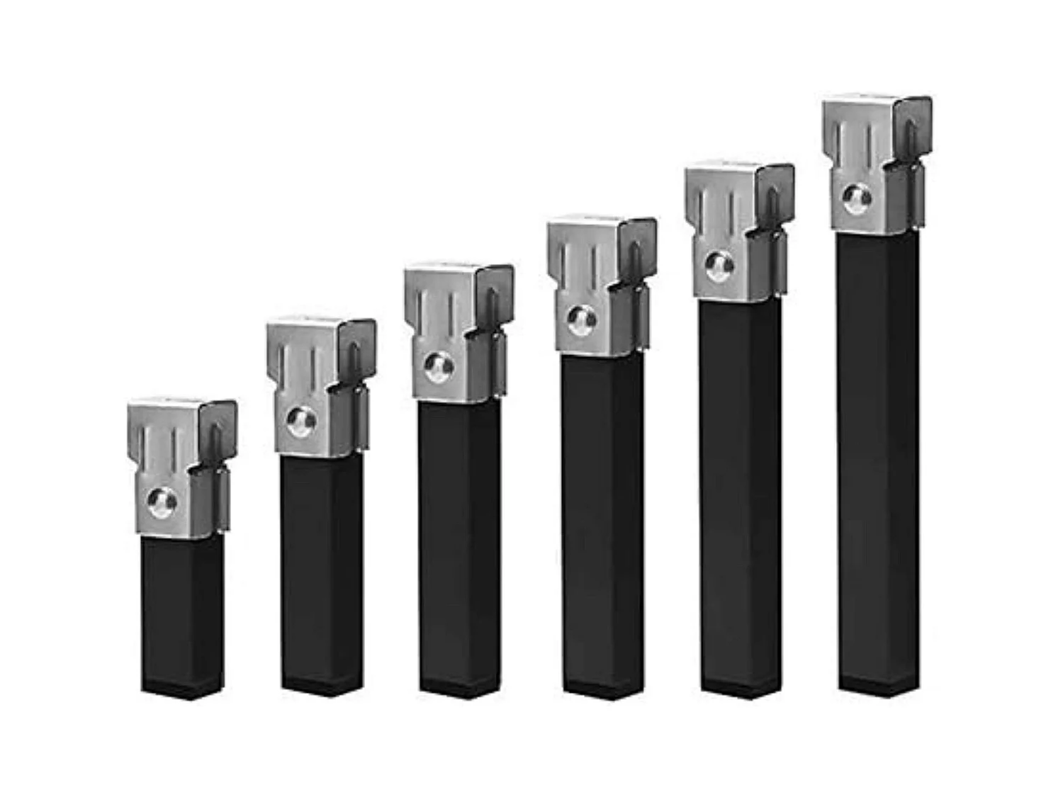 Lot de 6 pieds carrés en métal 45 cm avec pince pour sommier tube 30 x 30 mm