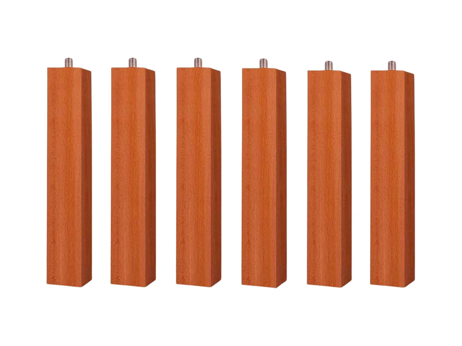 Lot de 6 pieds carrés 25 cm pour sommier/sommier tapissier avec filetage anti-bruit