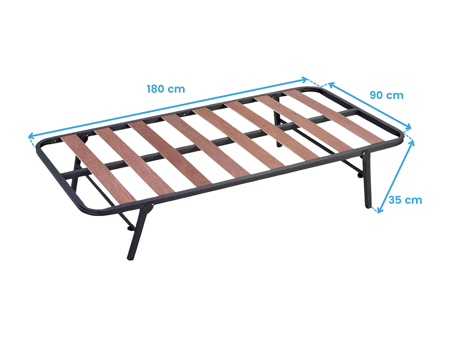 Somier Elevable Arrastre Inferior, Ruedas y Patas Plegables 90x190 cm