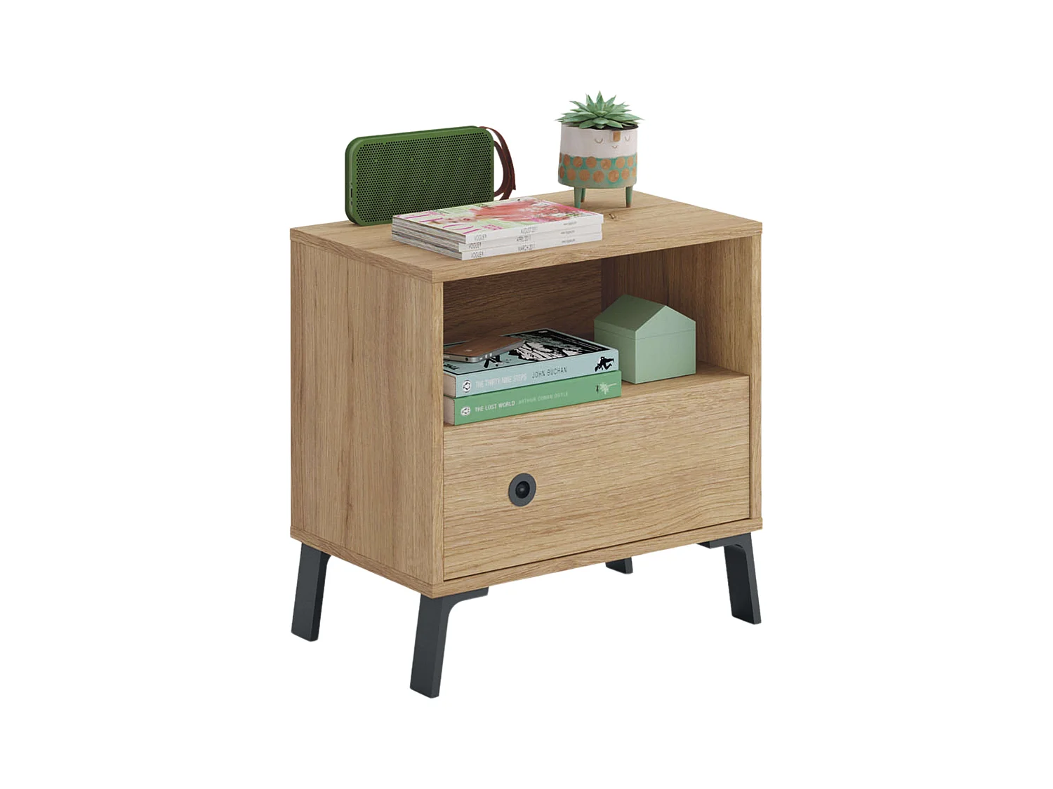 Cabeceira de cama e mesa de cabeceira Camila Gold Oak/Matte Black 160 cm