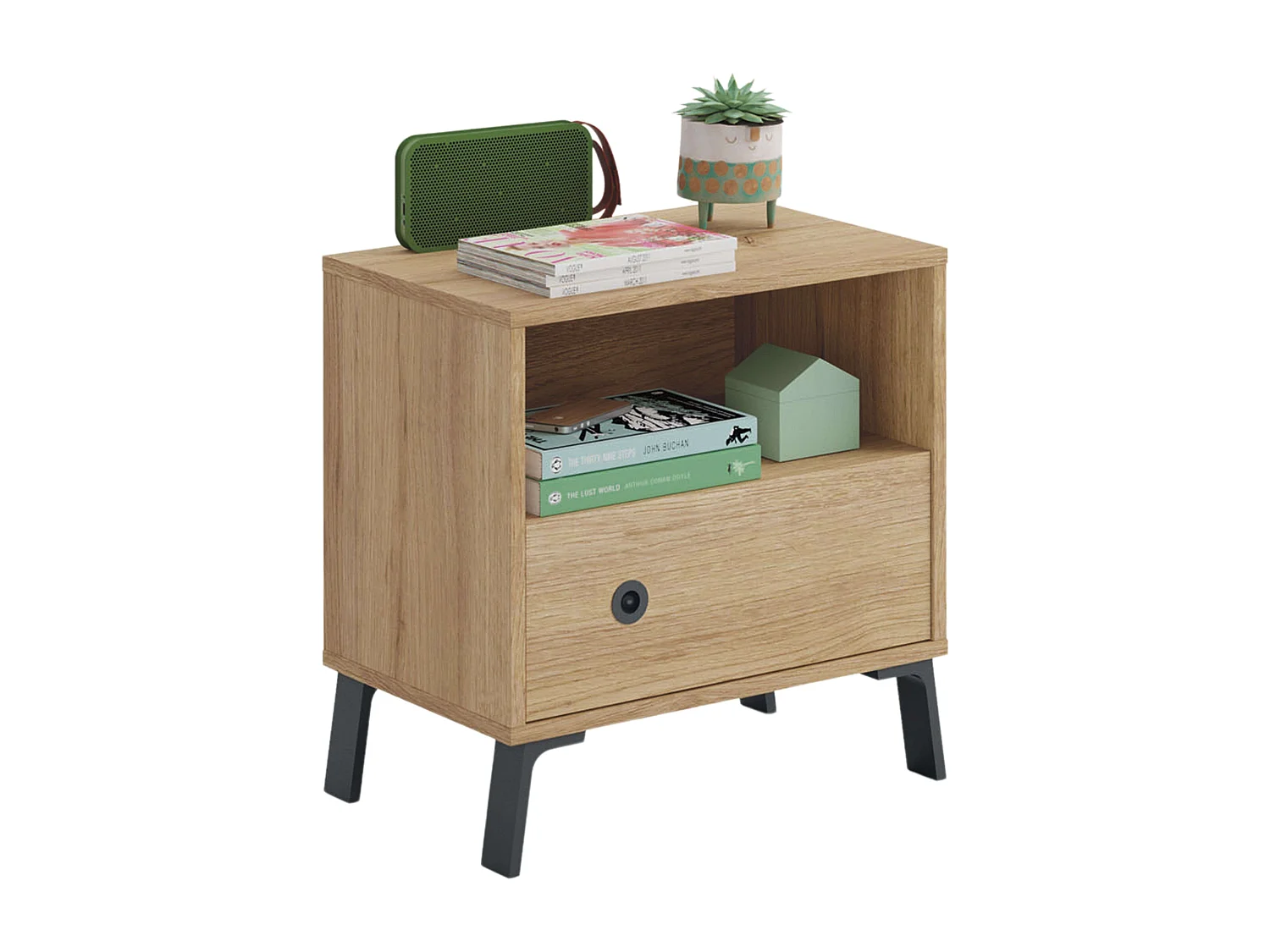 Pack Cabecero Cama y Mesita Camila Roble Gold/Negro Mate 160 cm