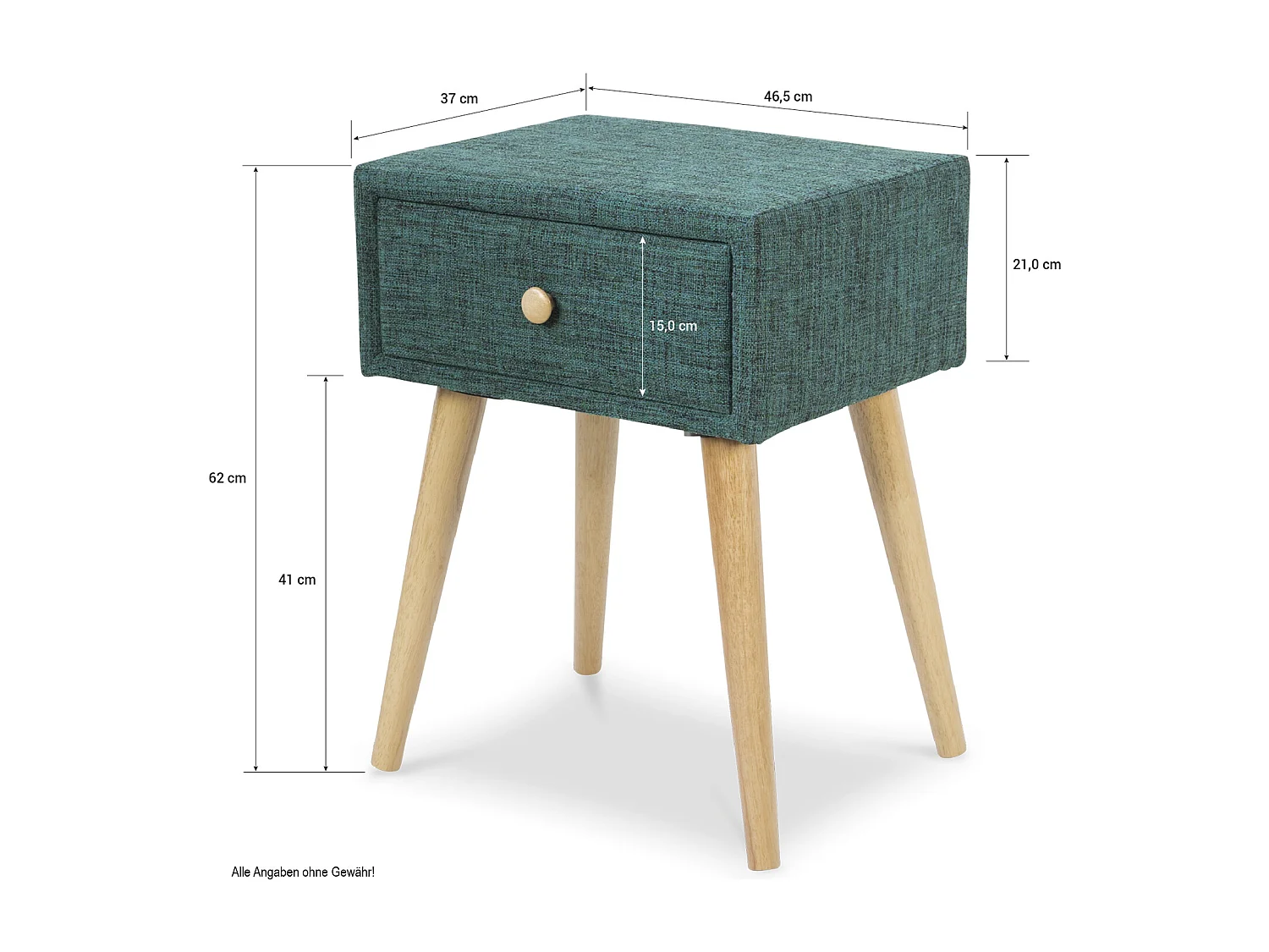 Nachtkastje 46,5x37x62 cm turquoise