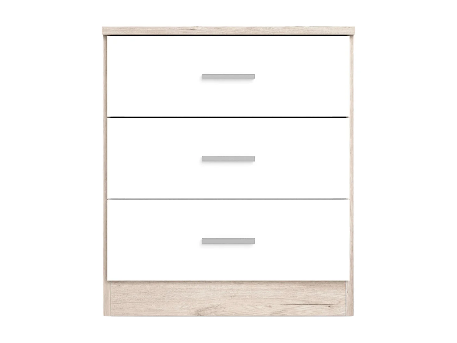 Conjunto muebles dorm. mat. cabecero, mesita 3c, cómoda blanco/sahara