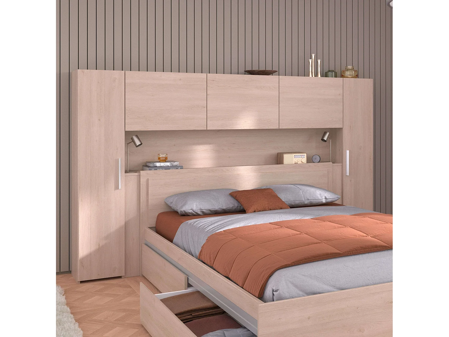 Cabeceira de cama Brooklyn em carvalho báltico 230 cm