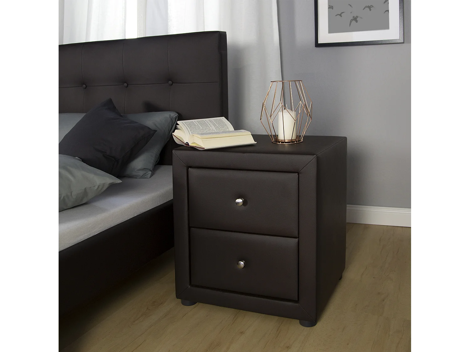 Table de chevet 53x47x41 cm marron