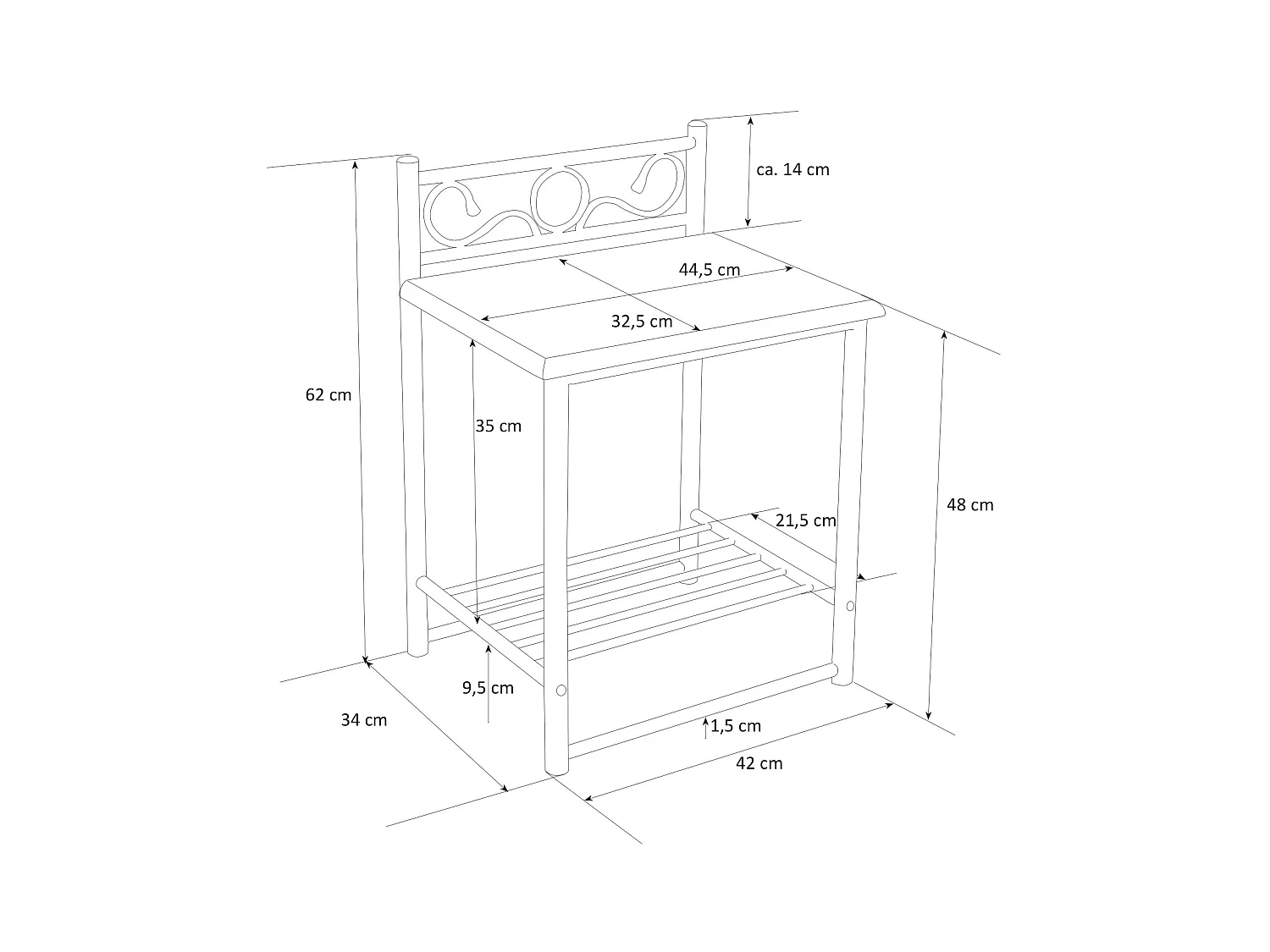Nachtkastje 64x45x35 cm zwart metaal
