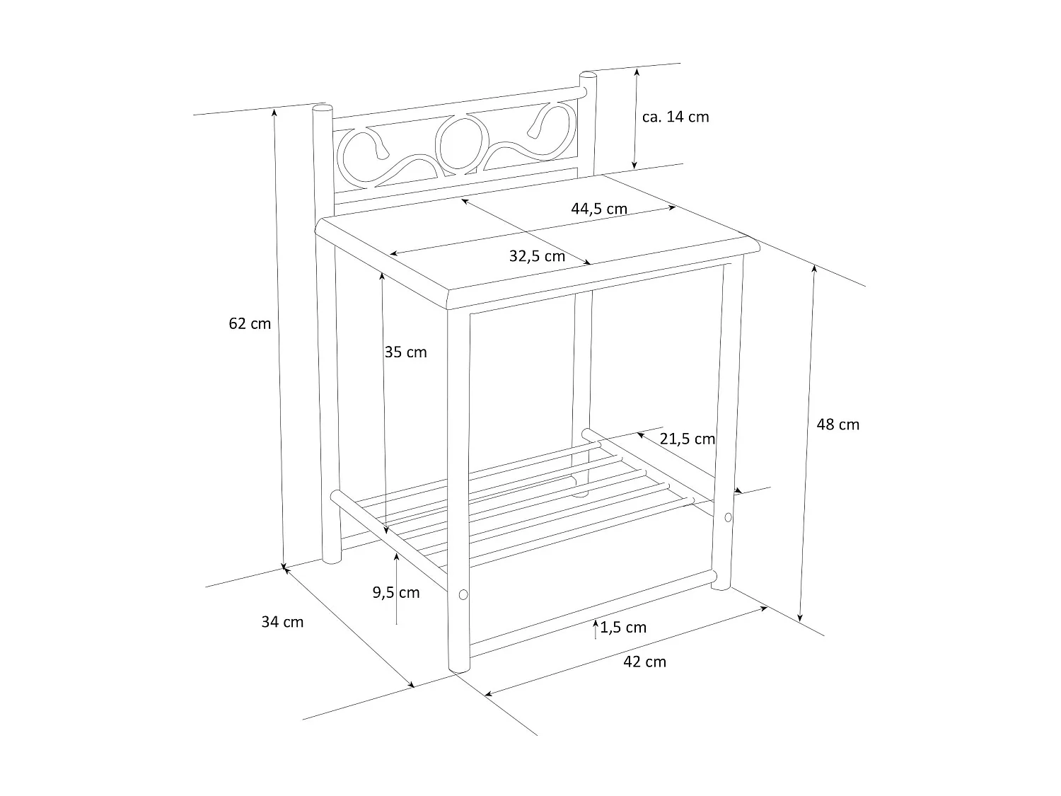 Szafka nocna 64x45x35 cm czarny metal