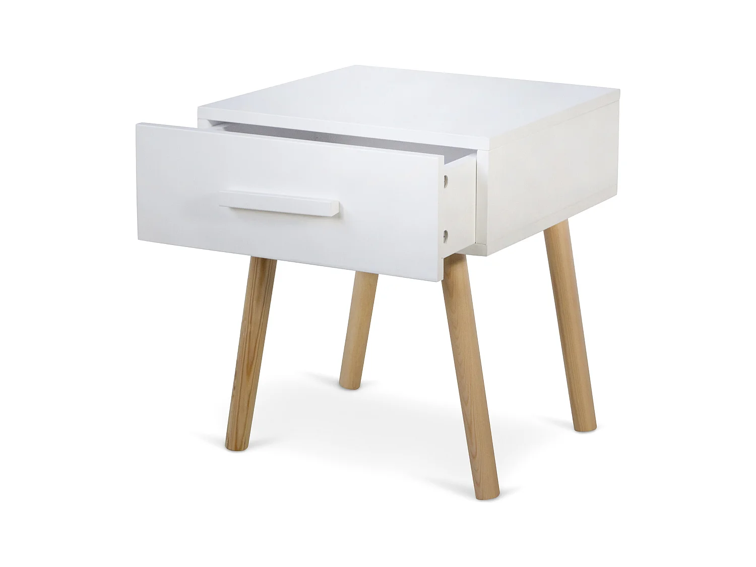 Nachttisch 40x46x40 cm weiß Nachtschrank Schlafzimmer Beistelltisch Schrank Kiefernholz Schublade