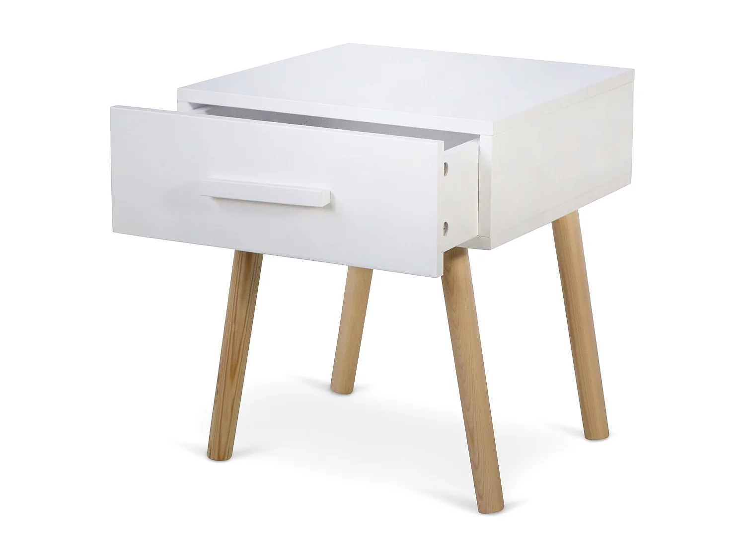 Nachttisch 40x46x40 cm weiß Nachtschrank Schlafzimmer Beistelltisch Schrank Kiefernholz Schublade