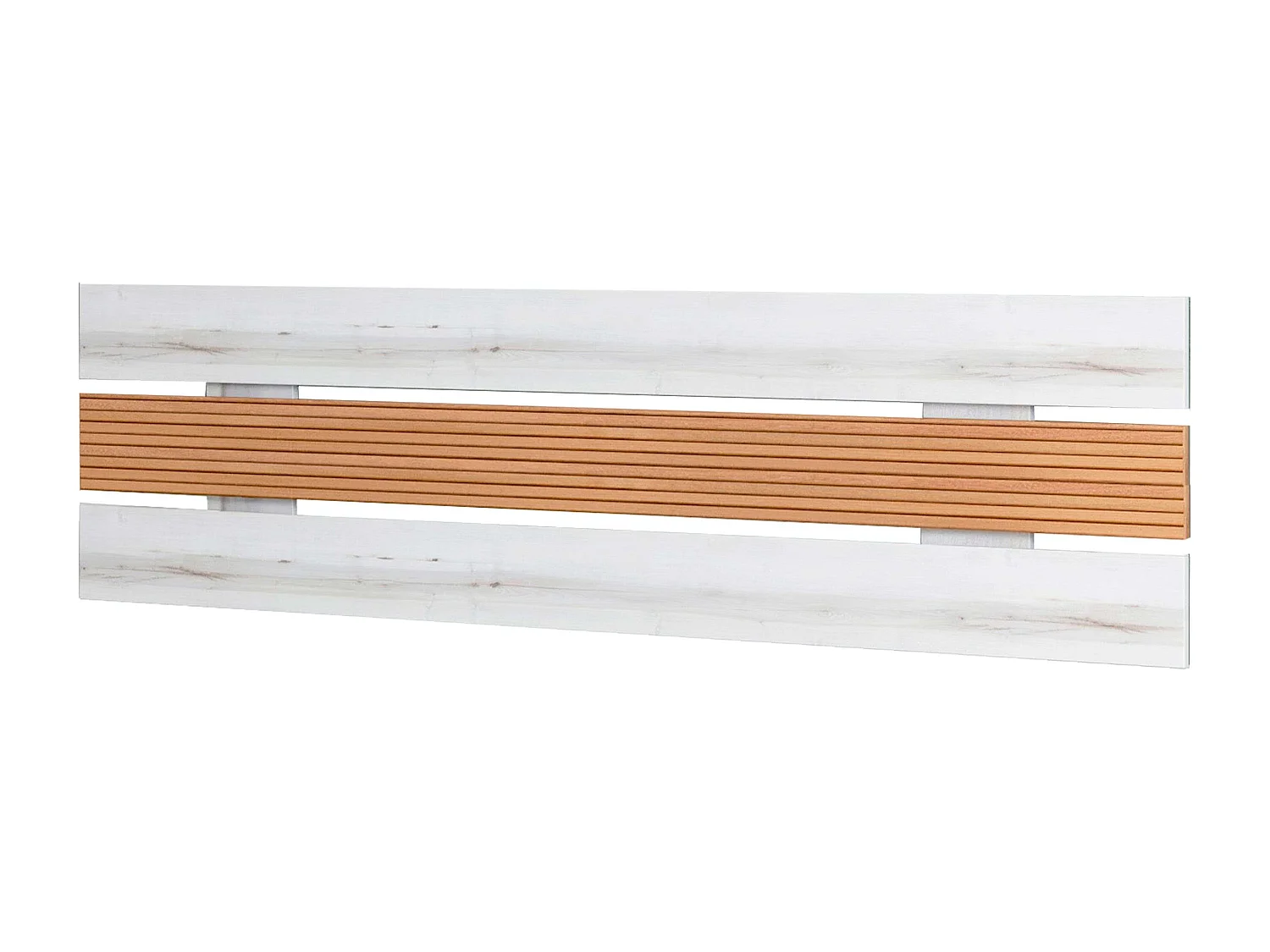 Cabeceira de cama de casal Arles estilo nórdico branco Albo e carvalho 160 cm