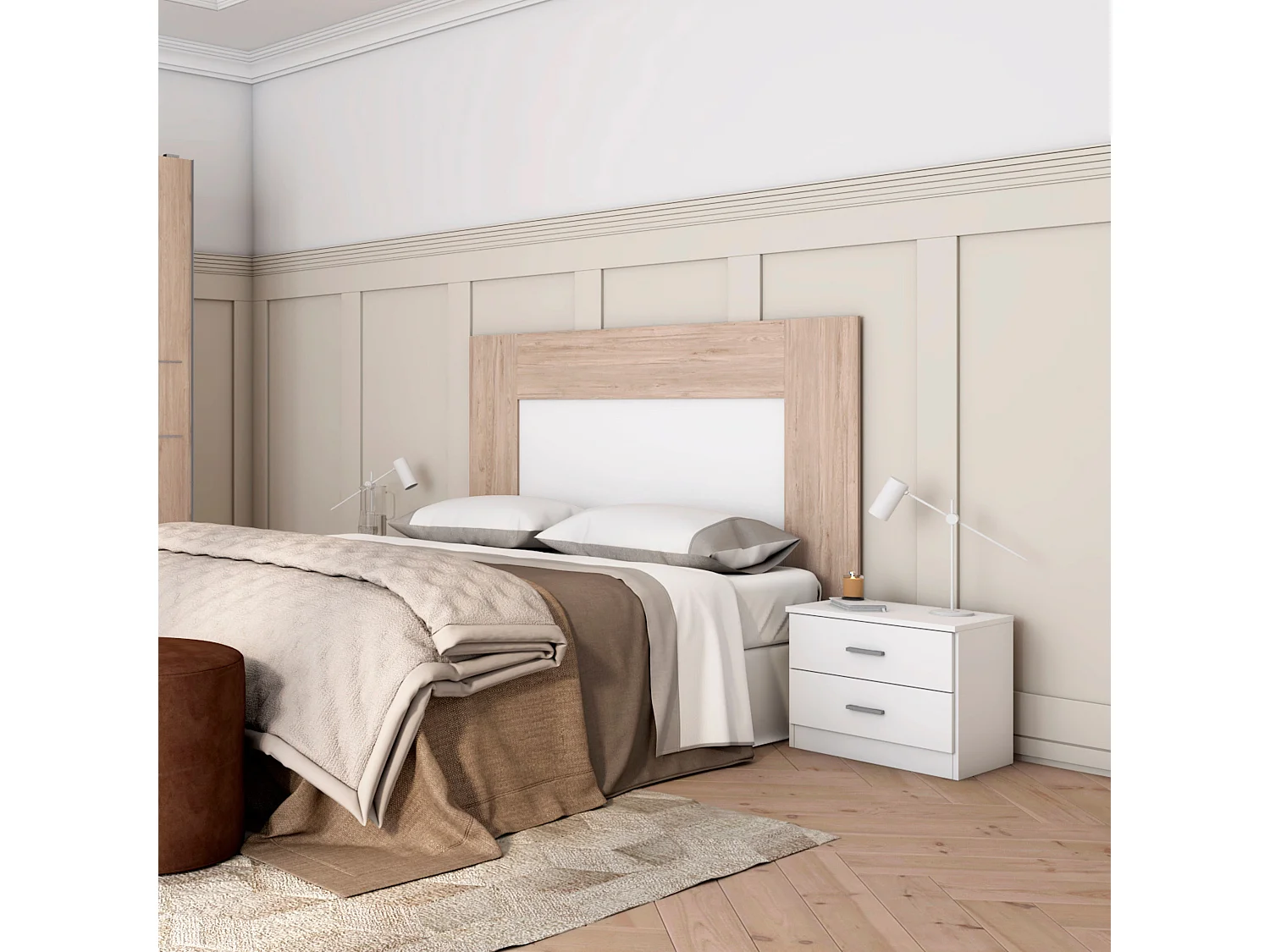 Cabecero Luce Cama Dormitorio Blanco/Sahara 90x163x3 cm