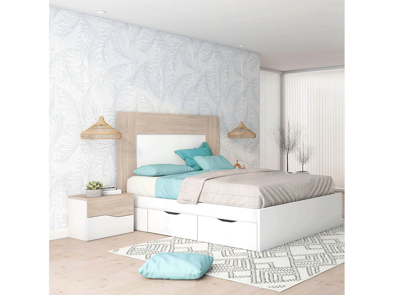 Cabecero Luce Cama Dormitorio Blanco/Sahara 90x163x3 cm
