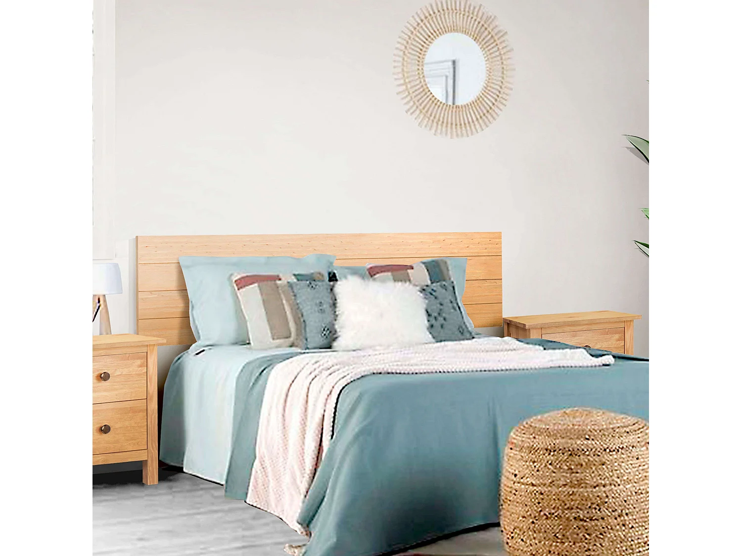 Cabeceira de cama em madeira de pinho e carvalho 156 cm