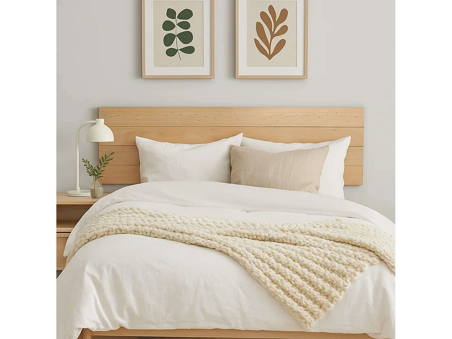 Cabeceira de cama em madeira de pinho e carvalho 156 cm