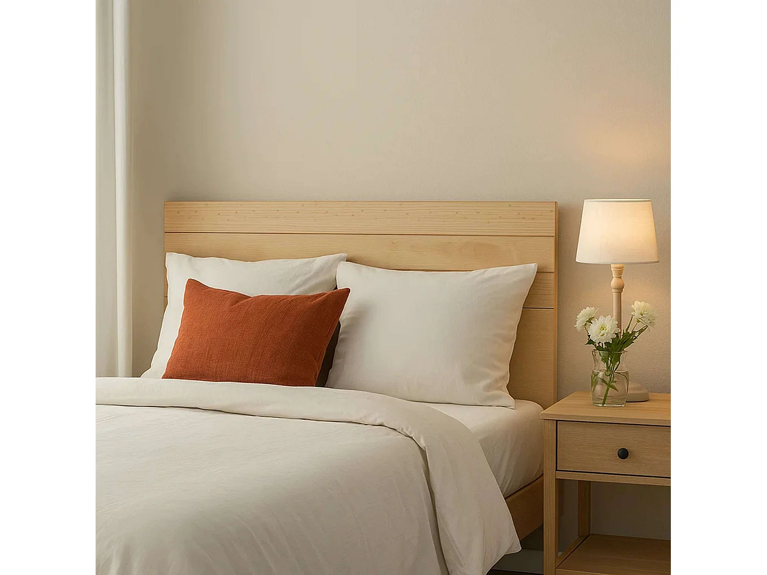 Cabeceira de cama em madeira de pinho e carvalho 156 cm