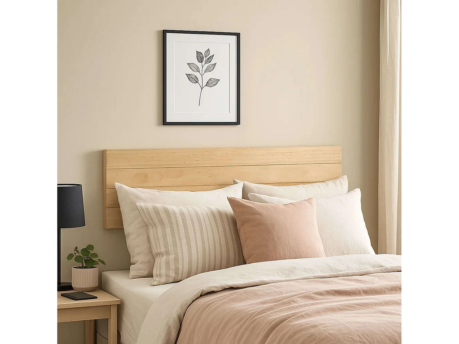 Cabeceira de cama em madeira de pinho e carvalho 156 cm