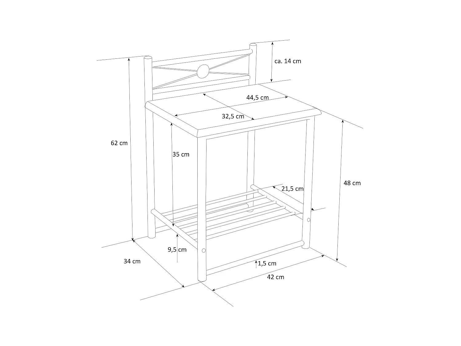 Nachtkastje 64x45x35 cm zwart