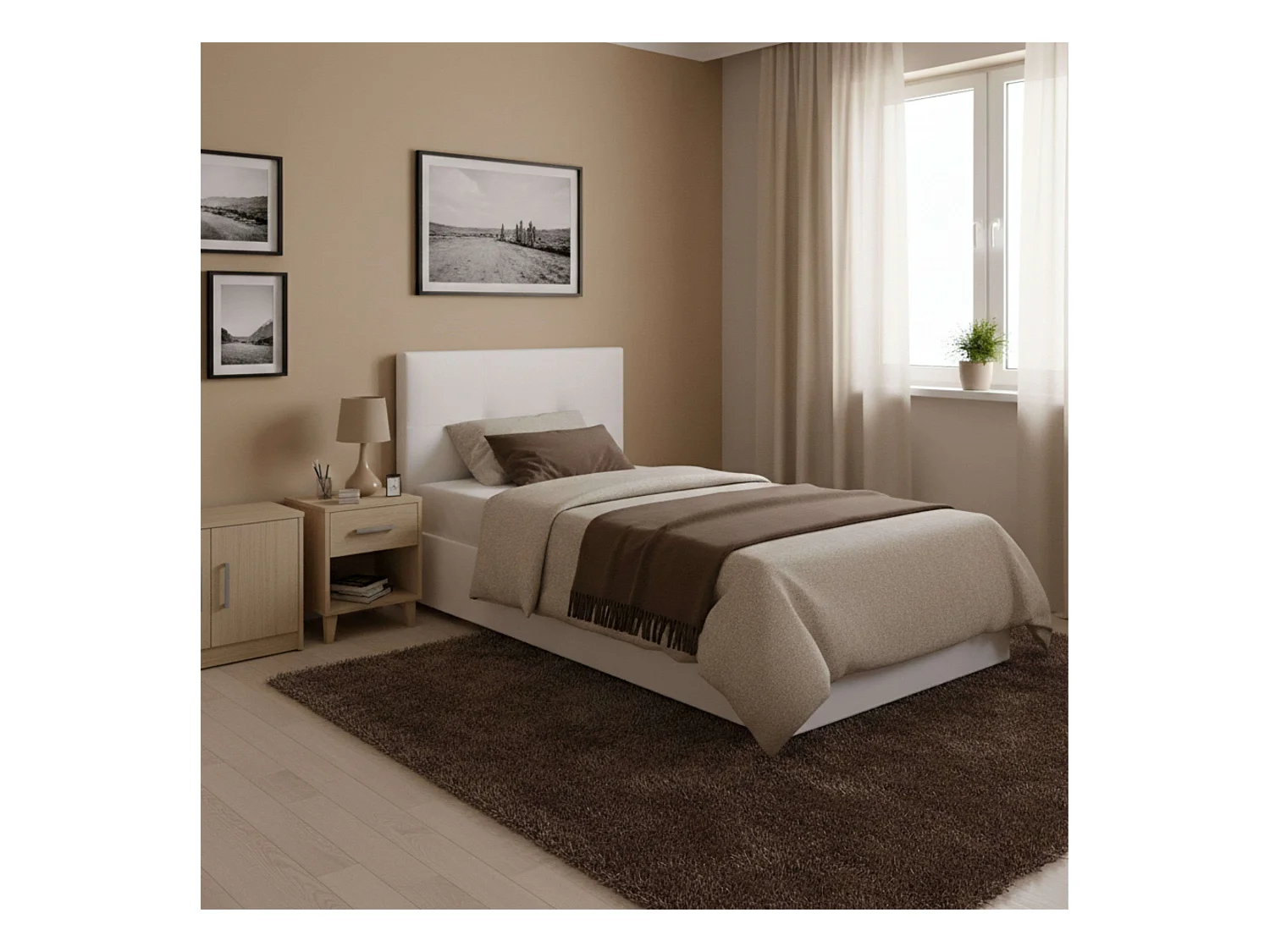 Cabeceira Isabella Cama Individual. Couro Sintético Branco 105x52 cm