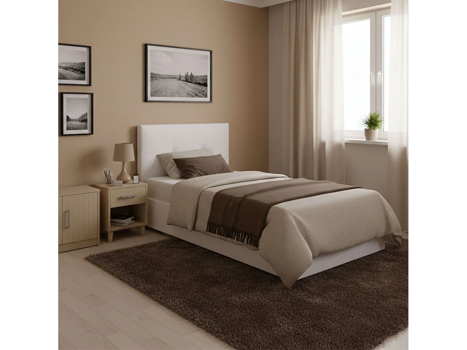 Cabeceira Isabella Cama Individual. Couro Sintético Branco 105x52 cm