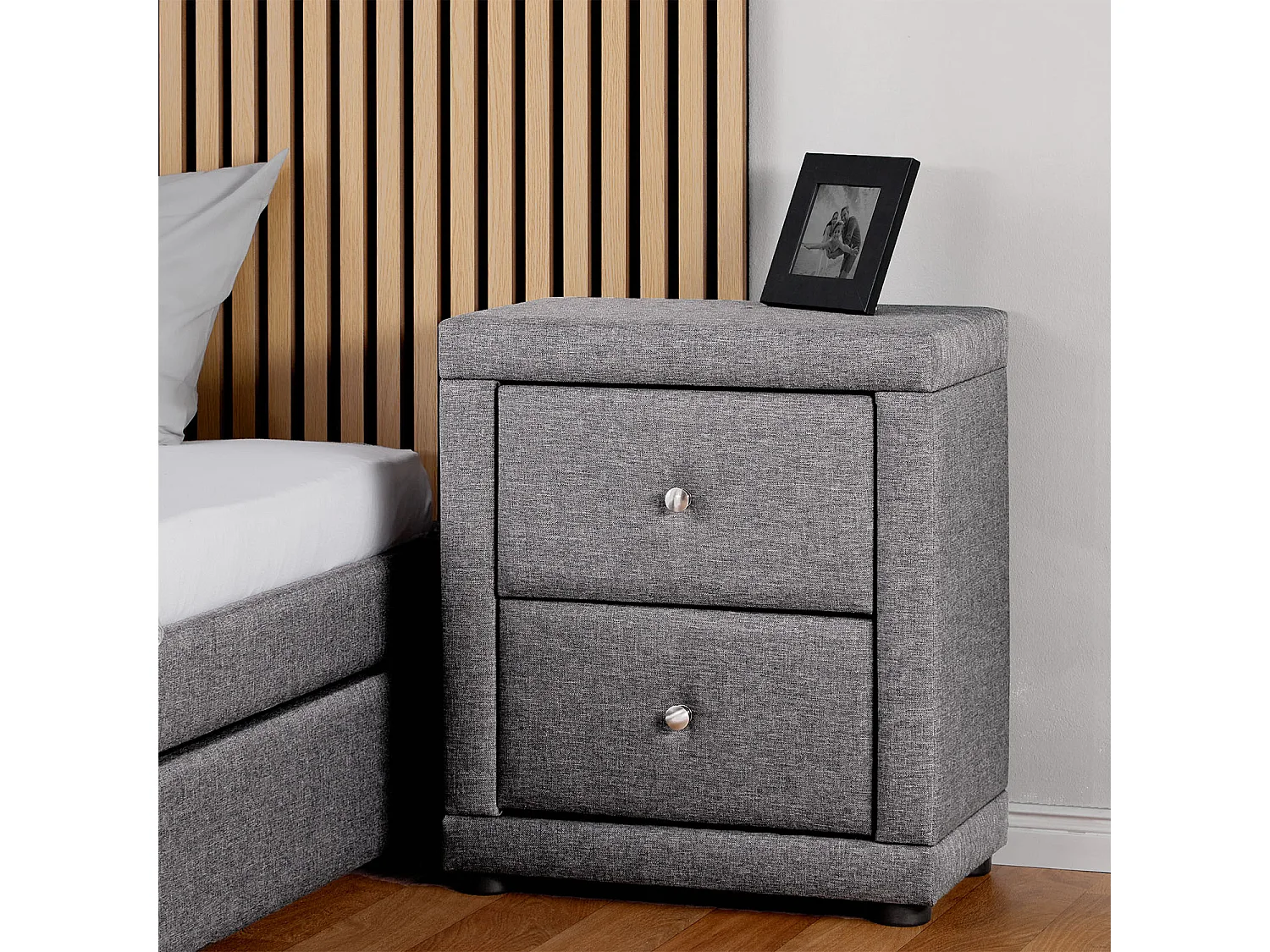 Table de chevet 47x54x29 cm, table de nuit grise