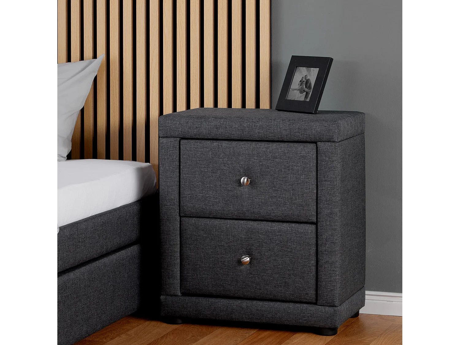 Table de chevet 47x54x29 cm, table de nuit grise