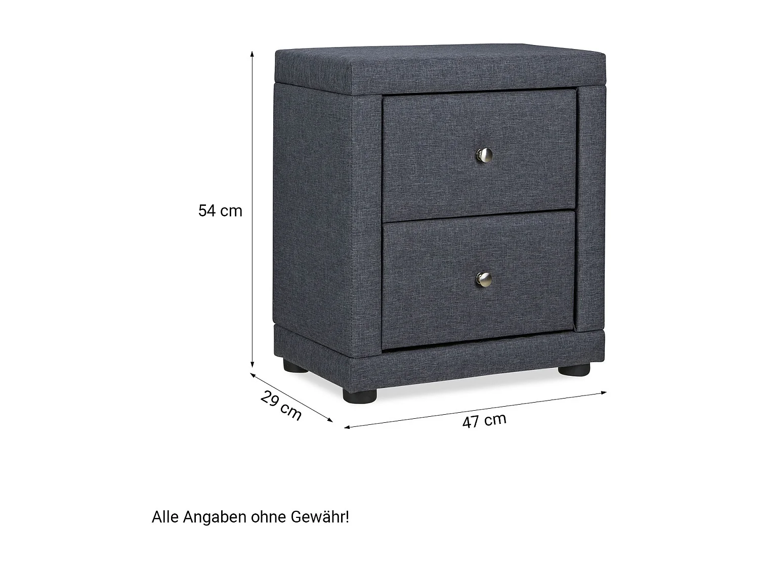 Table de chevet 47x54x29 cm, table de nuit grise