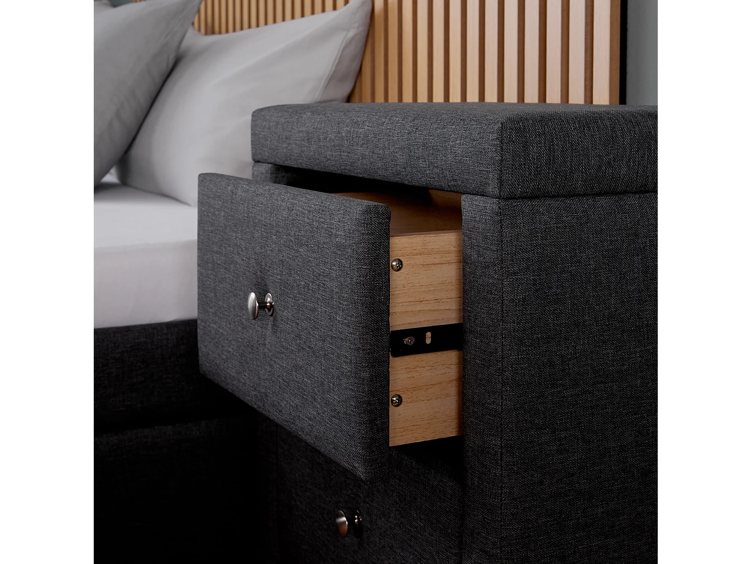 Table de chevet 47x54x29 cm, table de nuit grise