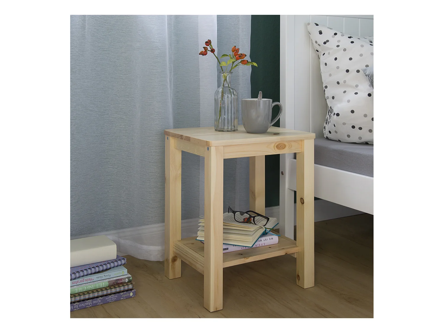 Table de chevet 47x32x38 cm naturel Table d'appoint canapé
