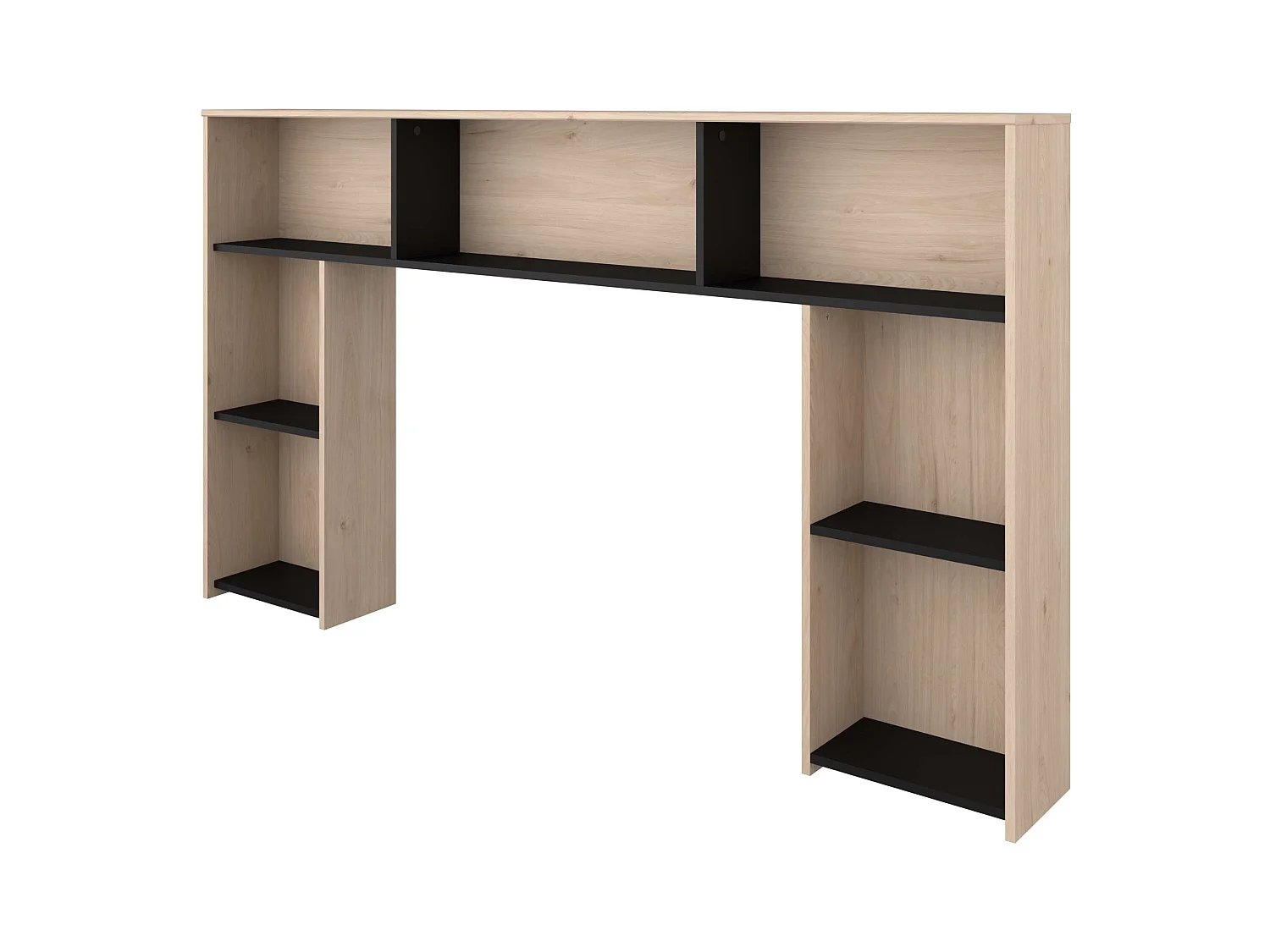 Cabeceira de quarto Thalos Carvalho Jackson e melamina preta 182x103,5x21,6 cm