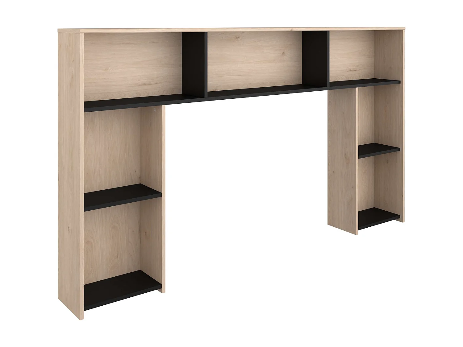 Cabeceira de quarto Thalos Carvalho Jackson e melamina preta 182x103,5x21,6 cm